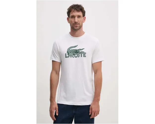 Lacoste tricou barbati, culoarea bej, cu imprimeu, TH2508