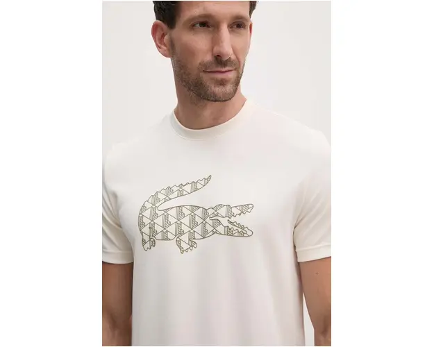 Lacoste tricou barbati, culoarea bej, cu imprimeu, TH2623
