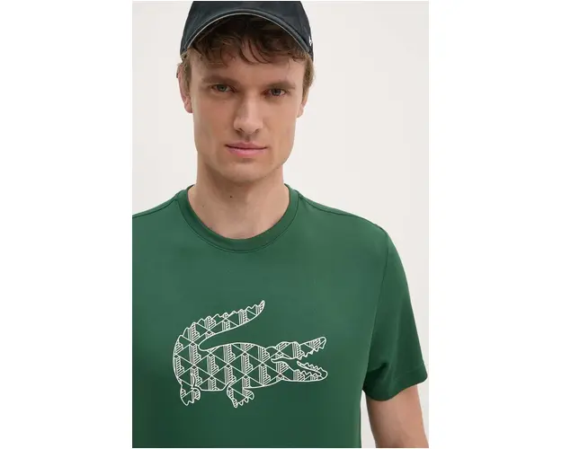 Lacoste tricou barbati, culoarea verde, cu imprimeu, TH2623