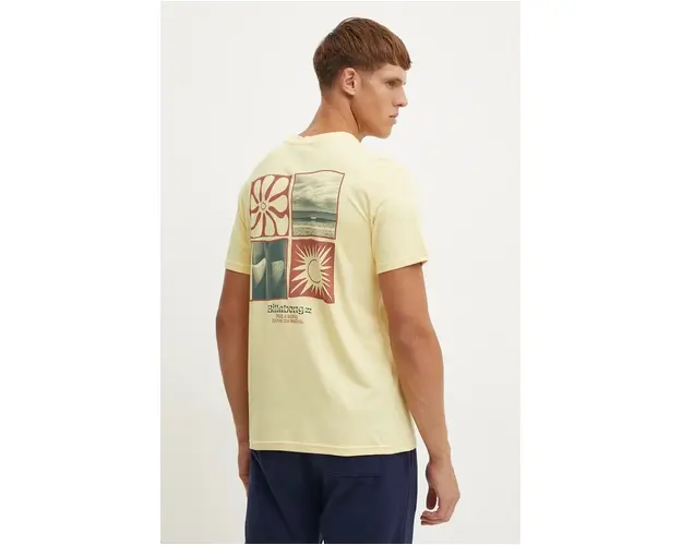 Billabong tricou Twin Fins barbati, culoarea galben, cu imprimeu, ABYZT02485