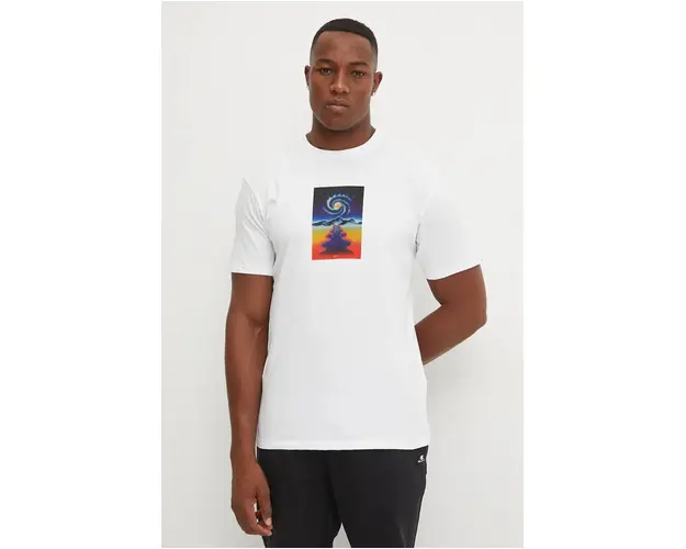 Quiksilver tricou Cosmic Vibration barbati, culoarea alb, cu imprimeu, EQYZT07920