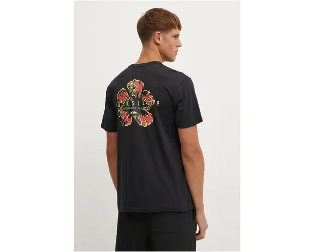 Quiksilver tricou Hibiscus Pop barbati, culoarea negru, cu imprimeu, EQYZT07918