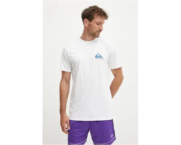 Quiksilver tricou din bumbac Eye on Horizon barbati, culoarea bej, cu imprimeu, EQYZT07919