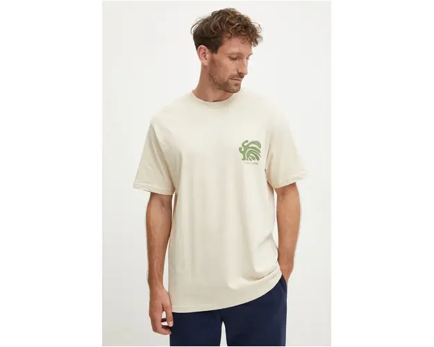 Quiksilver tricou din bumbac Creations Mor barbati, culoarea bej, cu imprimeu, AQYZT09904