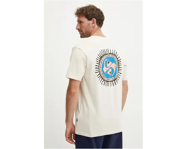 Quiksilver tricou din bumbac Fun Zone barbati, culoarea bej, cu imprimeu, EQYZT07831