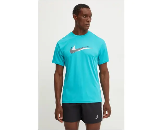Nike tricou sport Stacked Swoosh culoarea turcoaz, cu imprimeu, NESSE512