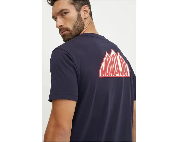 Napapijri tricou din bumbac S-Linth barbati, culoarea albastru marin, cu imprimeu, NP0A4I391761