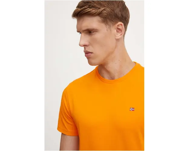 Napapijri tricou din bumbac Salis SS Sum barbati, culoarea portocaliu, neted, NP0A4H8DA671