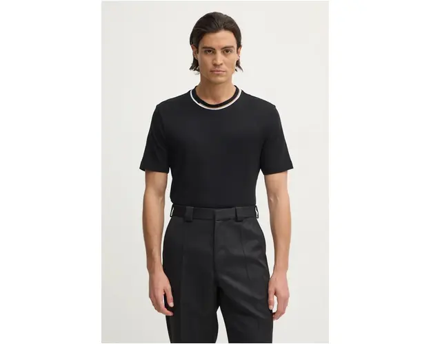 BOSS tricou din bumbac barbati, culoarea negru, neted, 50530089