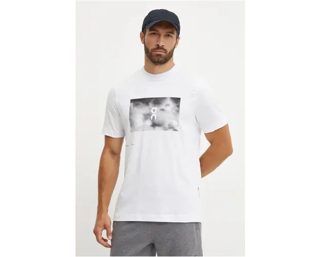 ON running tricou din bumbac barbati, culoarea alb, cu imprimeu, 1ME30560069