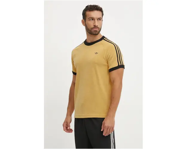 adidas Originals tricou Cali Tee barbati, culoarea galben, cu imprimeu, JL9557