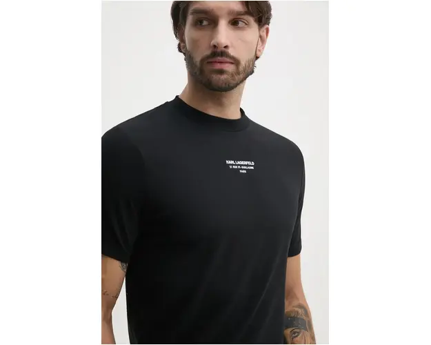 Karl Lagerfeld tricou barbati, culoarea negru, cu imprimeu, 544221.755054