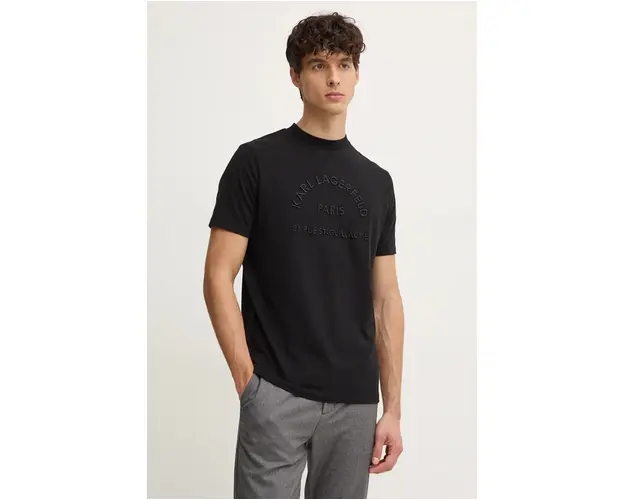 Karl Lagerfeld tricou barbati, culoarea negru, cu imprimeu, 544221.755050