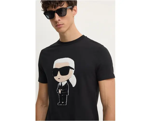 Karl Lagerfeld tricou din bumbac barbati, culoarea negru, cu imprimeu, 544250.755075