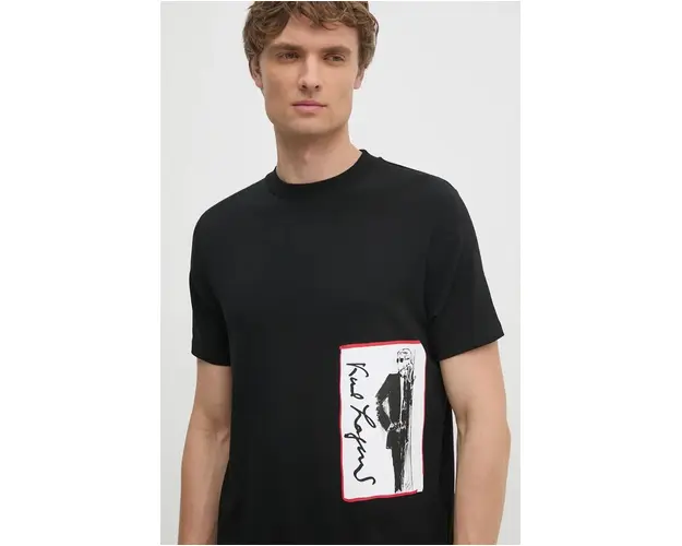 Karl Lagerfeld tricou barbati, culoarea negru, cu imprimeu, 544221.755083