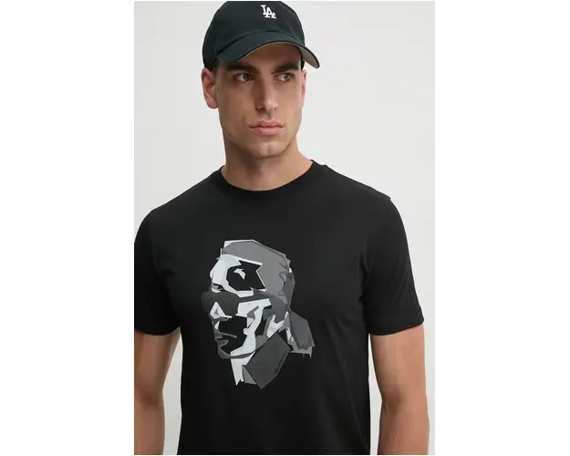 Karl Lagerfeld tricou din bumbac barbati, culoarea negru, cu imprimeu, 544242.755060