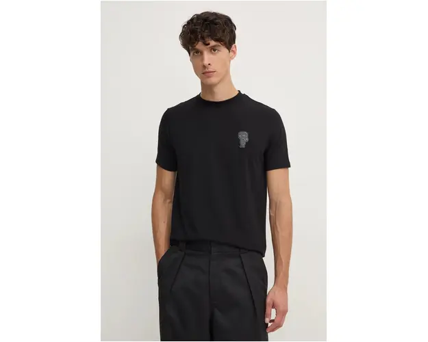Karl Lagerfeld tricou barbati, culoarea negru, neted, 544221.755082