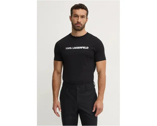 Karl Lagerfeld tricou barbati, culoarea negru, neted, 544242.755065
