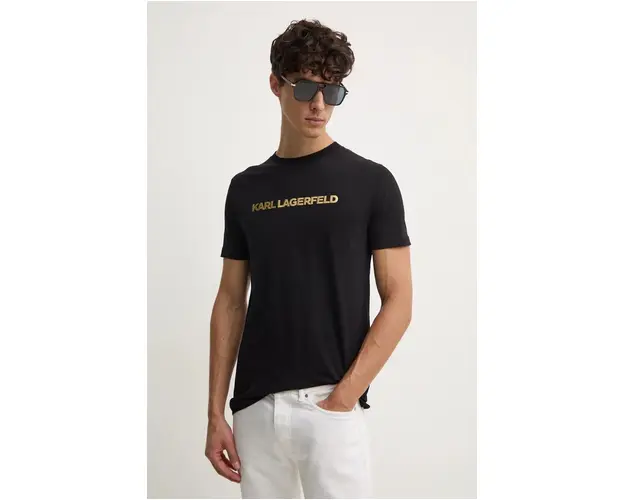 Karl Lagerfeld tricou barbati, culoarea negru, neted, 544242.755065