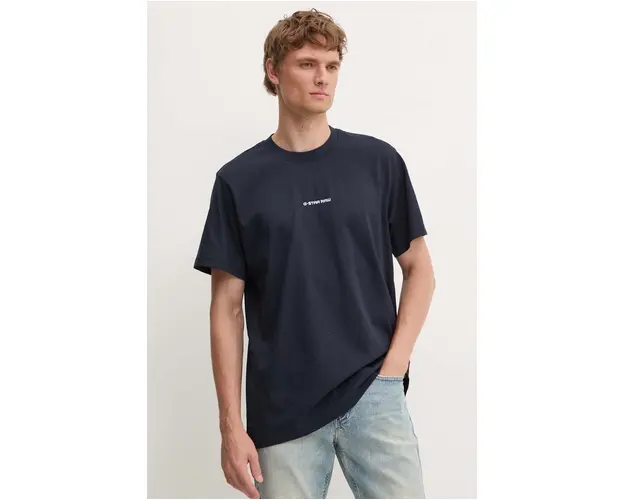 G-Star Raw tricou din bumbac barbati, culoarea albastru marin, cu imprimeu, D25677-C336