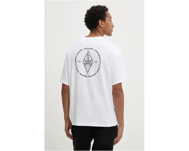 Dickies tricou din bumbac INDUSTRIAL barbati, culoarea alb, cu imprimeu, DK0A863B