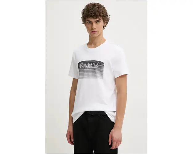 G-Star Raw tricou barbati, culoarea alb, cu imprimeu, D25092-C812