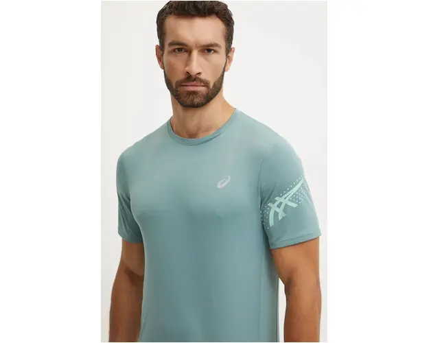 Asics tricou de alergare Icon culoarea turcoaz, cu imprimeu, 2011C734