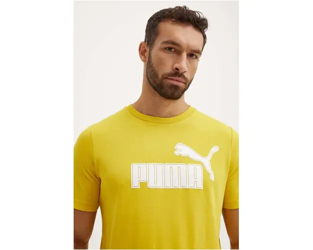 Puma tricou barbati, culoarea galben, cu imprimeu, 681861