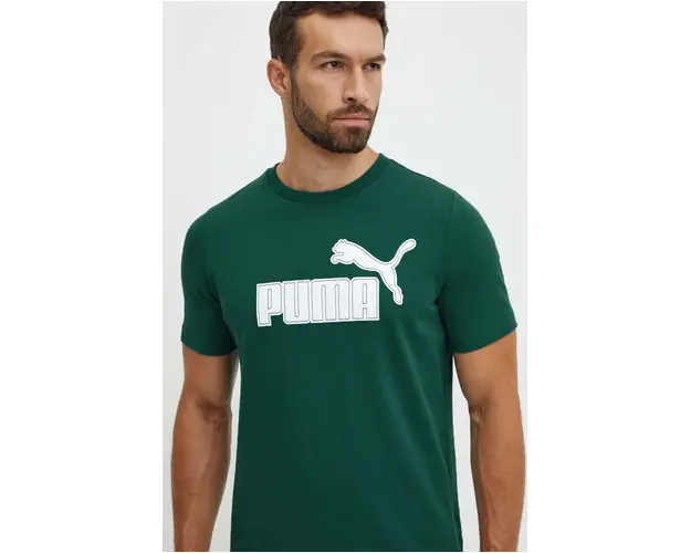 Puma tricou barbati, culoarea verde, cu imprimeu, 681861