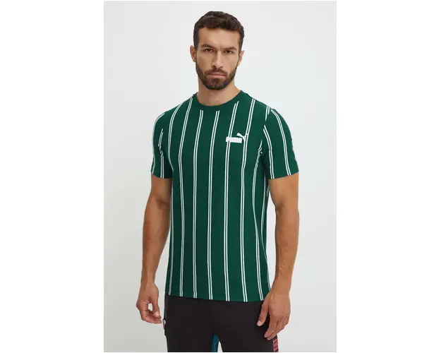 Puma tricou din bumbac barbati, culoarea verde, modelator, 681862
