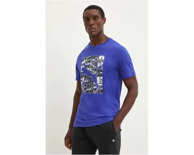 Puma tricou barbati, culoarea violet, cu imprimeu, 681927