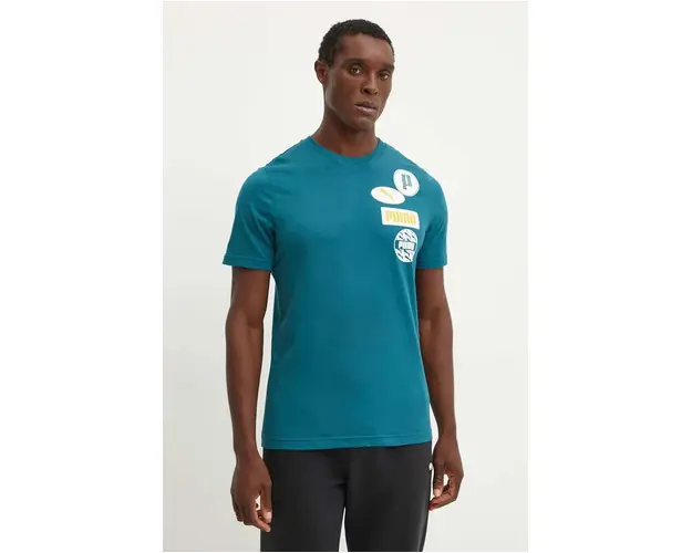 Puma tricou barbati, culoarea verde, cu imprimeu, 683208