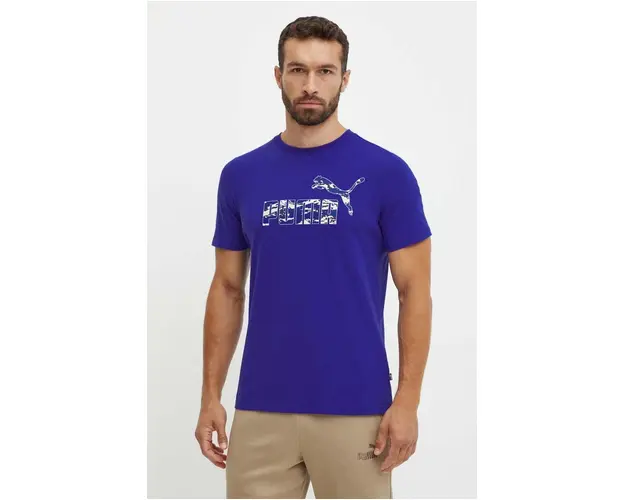 Puma tricou din bumbac barbati, culoarea violet, cu imprimeu, 683236