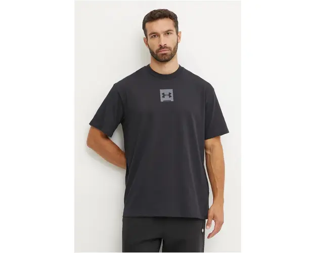 Under Armour tricou din bumbac HW OS BOX barbati, culoarea negru, cu imprimeu, 1386803