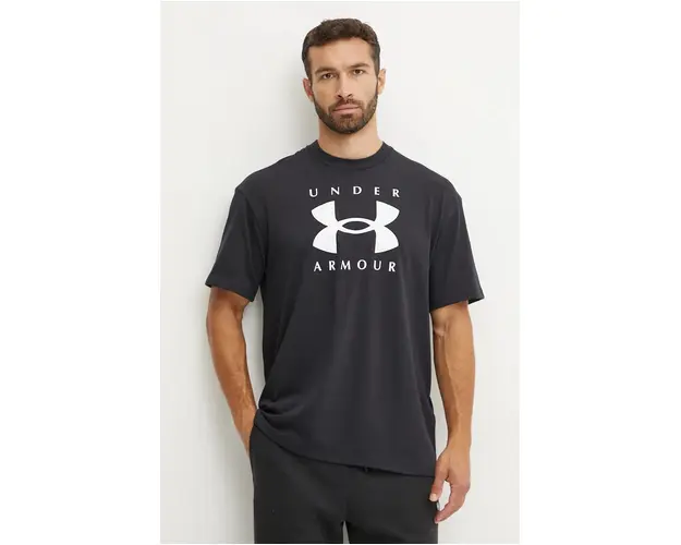 Under Armour tricou HW Branded barbati, culoarea negru, cu imprimeu, 1389146