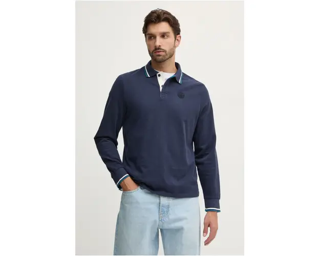 North Sails longsleeve din bumbac culoarea albastru marin, neted, 692336