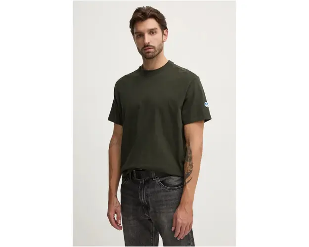 North Sails tricou din bumbac barbati, culoarea verde, neted, 692848