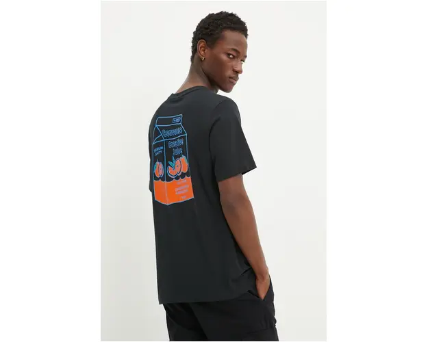 Converse tricou din bumbac barbati, culoarea negru, cu imprimeu, 10026674-A01