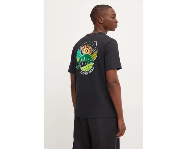 Converse tricou din bumbac barbati, culoarea negru, cu imprimeu, 10026672-A02