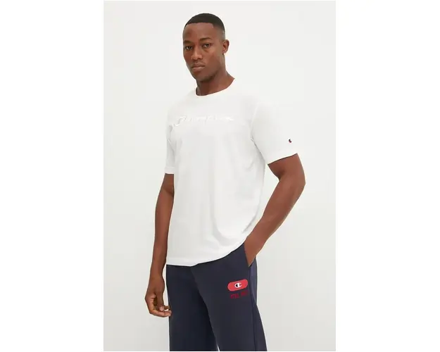 Champion tricou din bumbac barbati, culoarea bej, neted, 220273