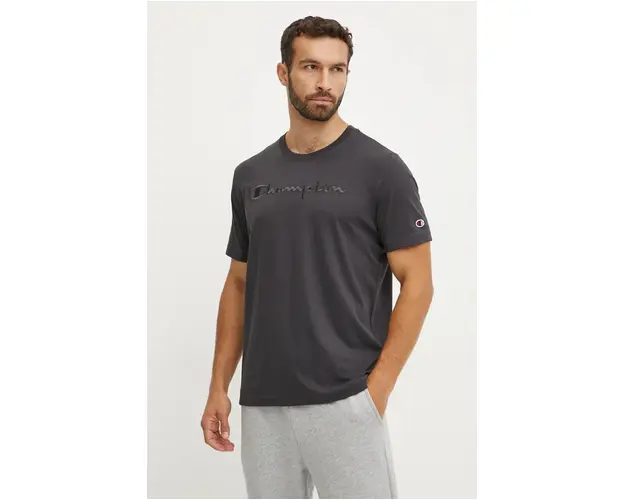 Champion tricou din bumbac barbati, culoarea negru, neted, 220273