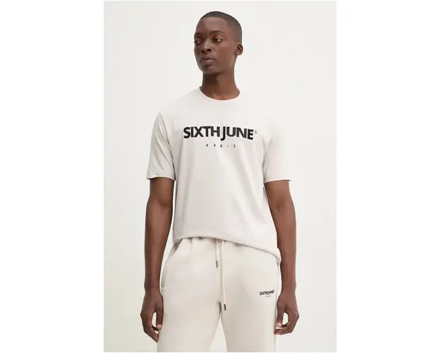 Sixth June tricou barbati, culoarea bej, cu imprimeu, 23613