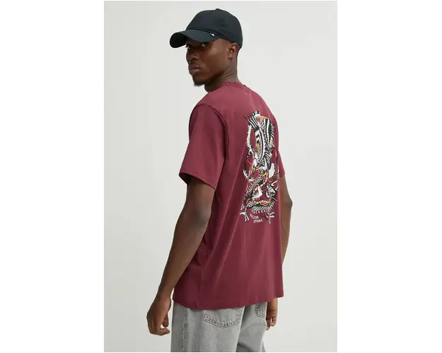 Volcom tricou din bumbac barbati, culoarea roz, cu imprimeu, A5232414