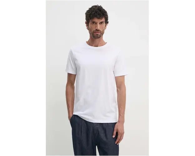 Hackett London tricou din bumbac barbati, culoarea alb, neted, HM500775