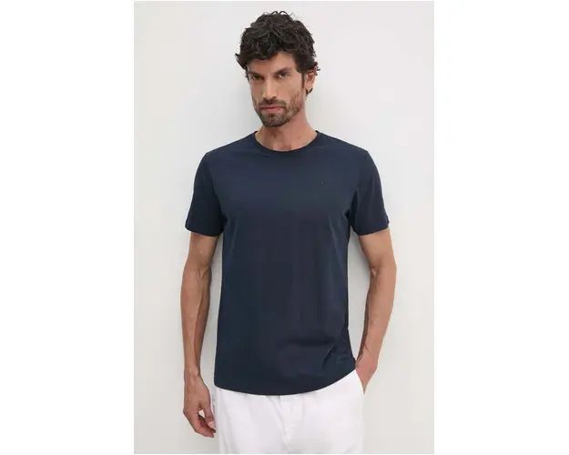Hackett London tricou din bumbac barbati, culoarea albastru marin, neted, HM500775