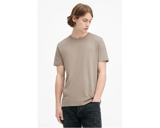 AllSaints tricou din bumbac BRACE barbati, culoarea gri, neted, M030JB