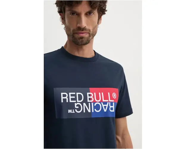 Pepe Jeans tricou din bumbac Red Bull Racing x Pepe Jeans barbati, culoarea bleumarin, cu imprimeu, RM500001