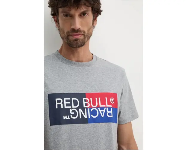 Pepe Jeans tricou din bumbac Red Bull Racing x Pepe Jeans barbati, culoarea gri, cu imprimeu, RM500001