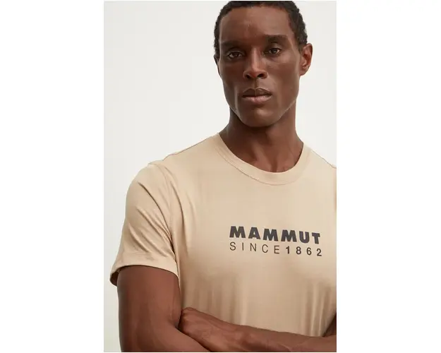 Mammut tricou Mammut Core barbati, culoarea bej, cu imprimeu, 1017.04024
