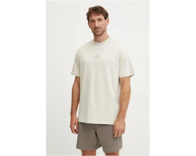 adidas tricou din bumbac All SZN barbati, culoarea bej, neted, IY4146